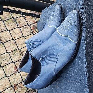 Blue short cowgirl boots by guess